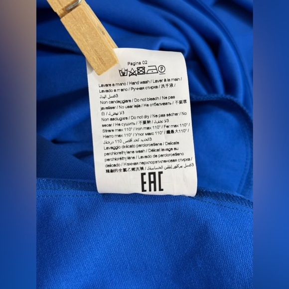 MEIMEIJ V- Neck 3/4 Sleeve Women’s Midi Dress - Azure Blue Size 4 Made in Italy - Picture 12 of 13